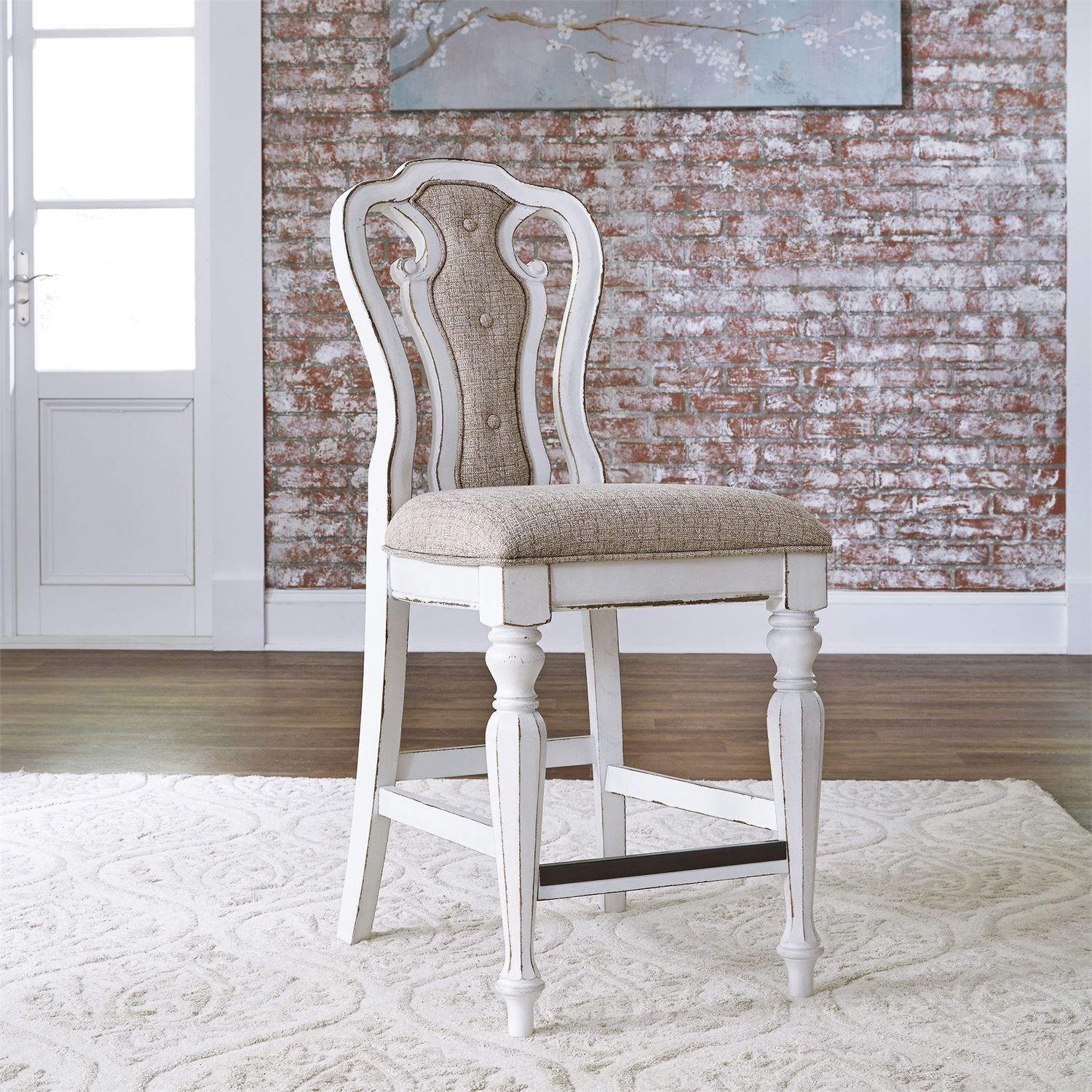 Liberty Furniture Magnolia Manor 244 B650124 Splat Back Counter Height Chair with Upholstered Seat Wayside Furniture Mattress Dining Chair Bar Stool